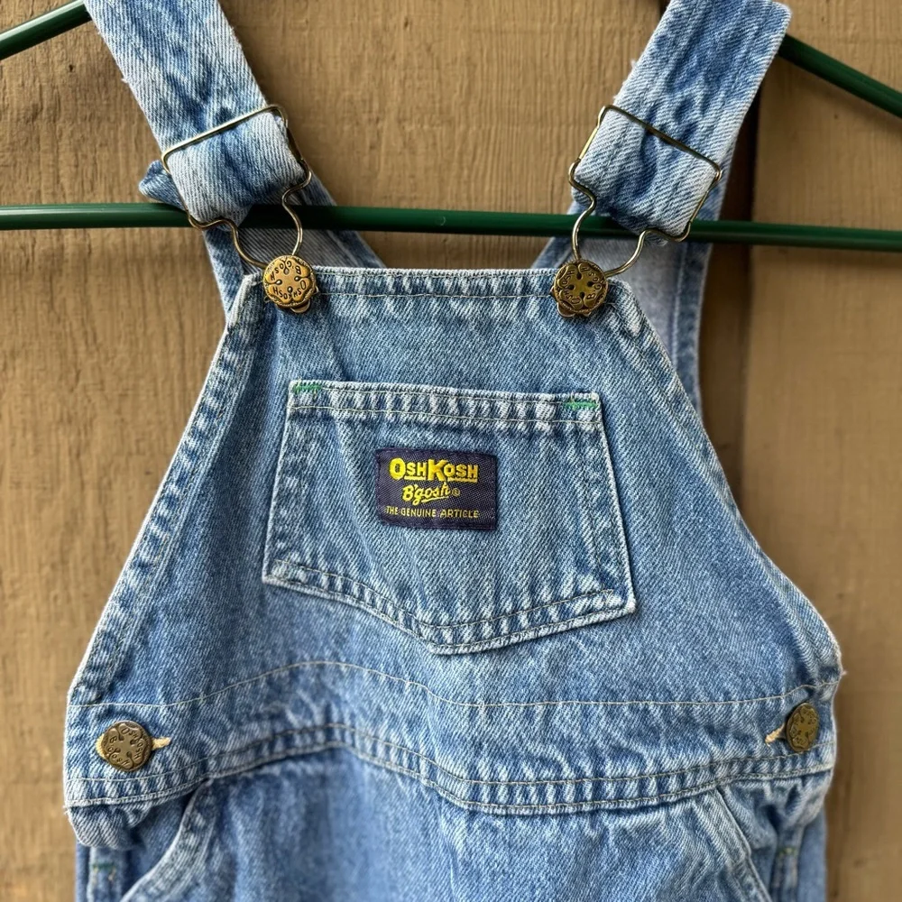 OshKosh Bgosh Vintage Denim Overalls Vestbak Medium Wash Blue Kids 18‎ Months